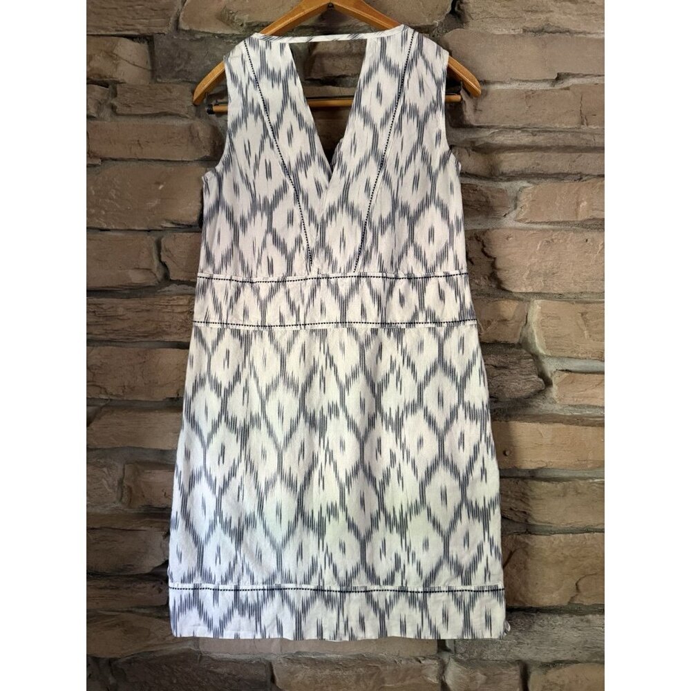 Toad & Co Size XS Shakti Ikat Dress White Grey Sleeveless Front Tie 100% Cotton - Picture 4 of 10